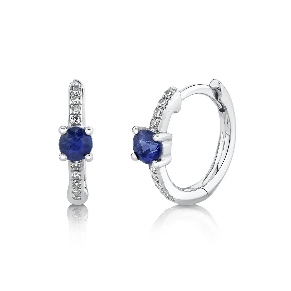 0.06ct Diamond & 0.33ct Blue Sapphire Huggie Earring