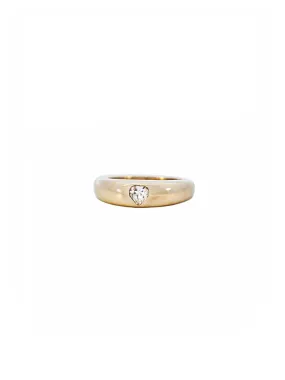 0.31ct White Sapphire 14K Gold Heart Cut Thin Dome Ring