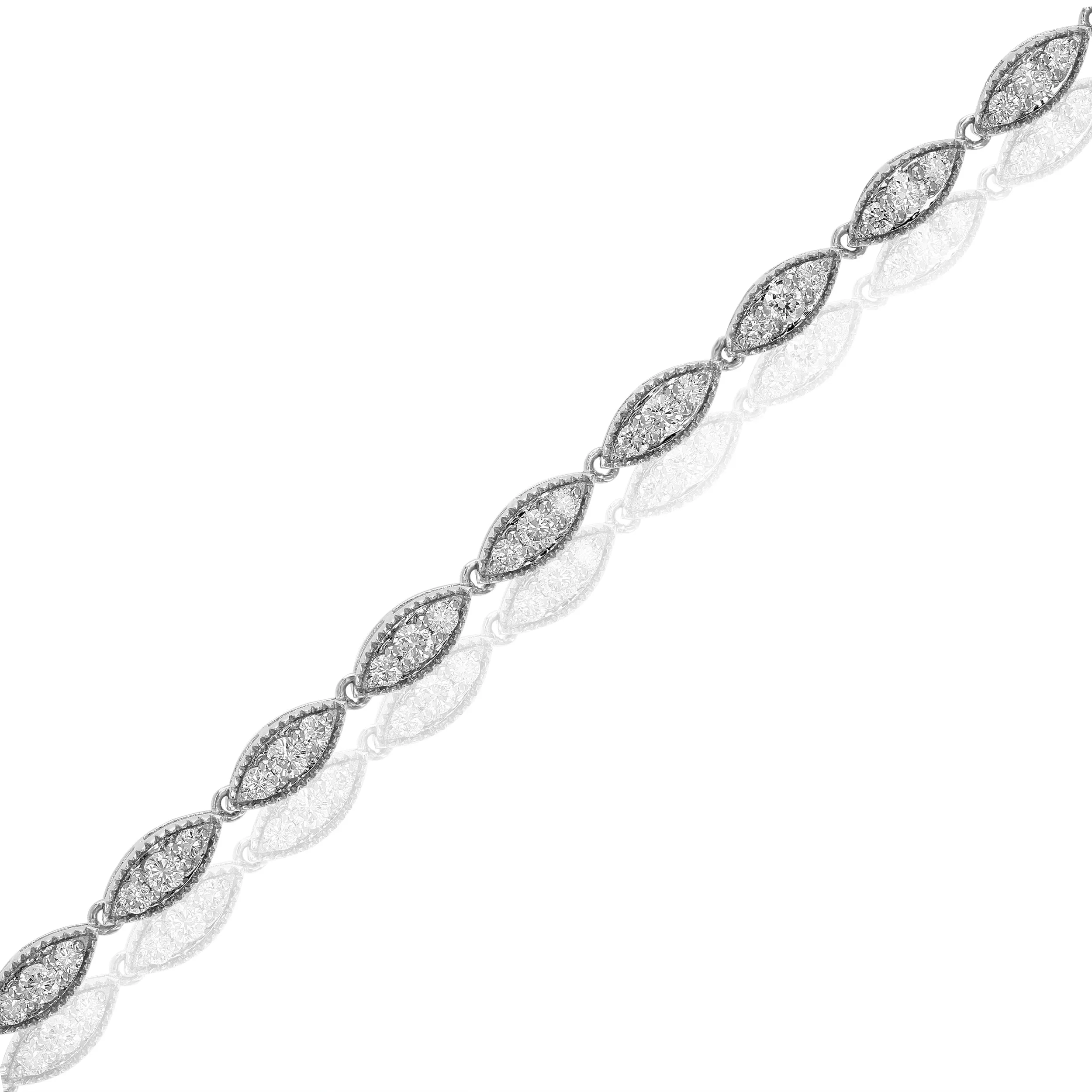 1 cttw Diamond Tennis Bracelet 10K White Gold Round Prong Set 7 Inch