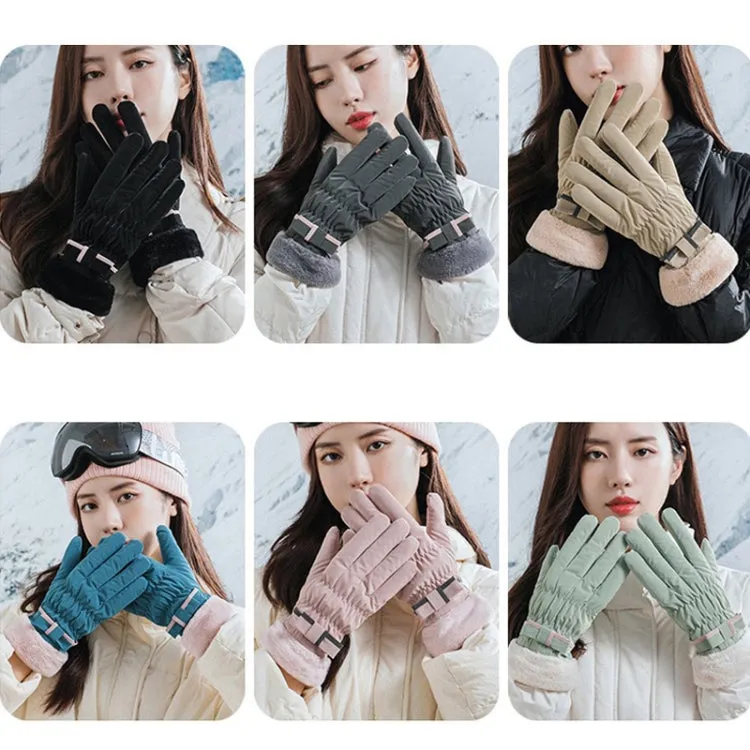 1 Pair YR205 Winter Warm Plus Fleece Mouth Driving Riding Sports Gloves, Size: Free Code(Pink)