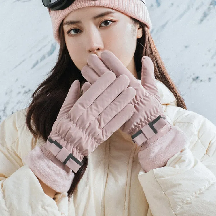 1 Pair YR205 Winter Warm Plus Fleece Mouth Driving Riding Sports Gloves, Size: Free Code(Pink)