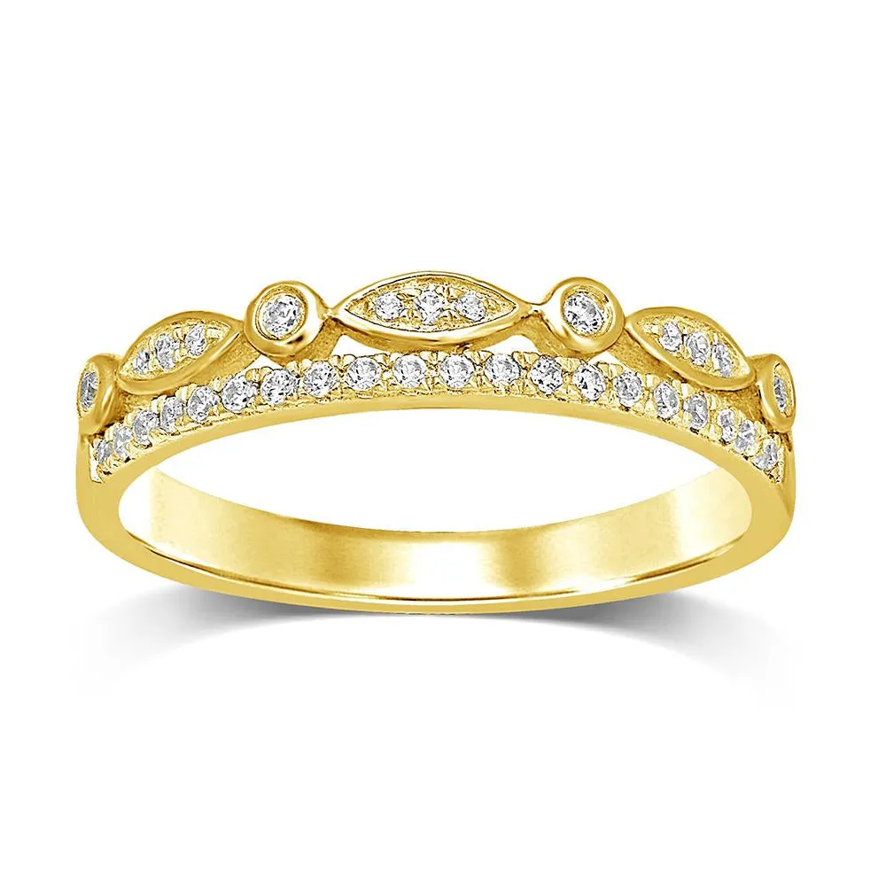 10k Yellow Gold 1/6 Ct.Tw.Diamond Stackable Band