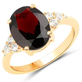 10K Yellow Gold Garnet and White Topaz Ring US7