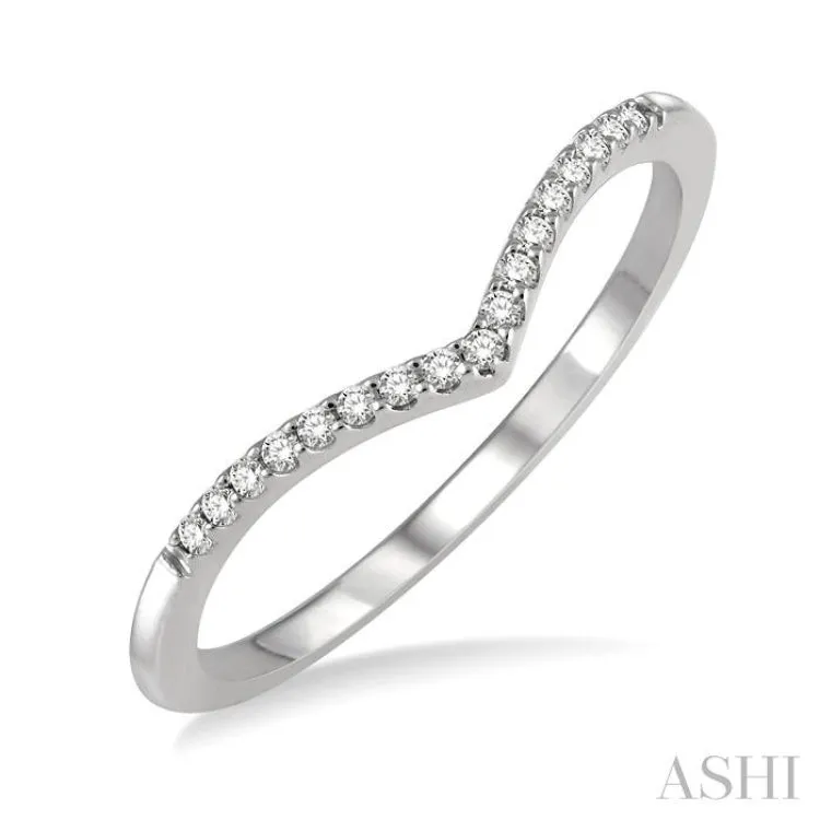 1/10 Ctw Chevron Round Cut Diamond Petite Ring in 10K White Gold