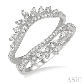 1/2 ctw Pod Accent Crown Round Cut Diamond Insert Ring in 14K White Gold