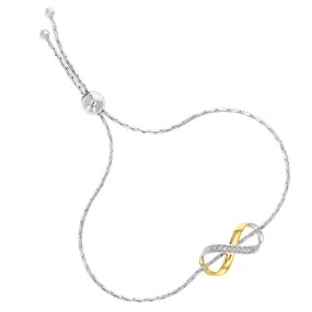 1/20 cttw Diamond Bracelet Yellow Gold Plated Over .925 Sterling Silver Infinity - Yellow