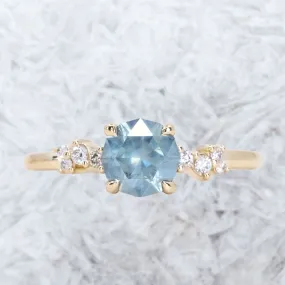 1.26ct Untreated Silky Montana Sapphire and Diamond Starry Night Low Profile Solitaire in 14k Yellow Gold