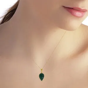 12.9 Carat 14K Solid Yellow Gold Necklace Pointy Briolette Drop Emerald