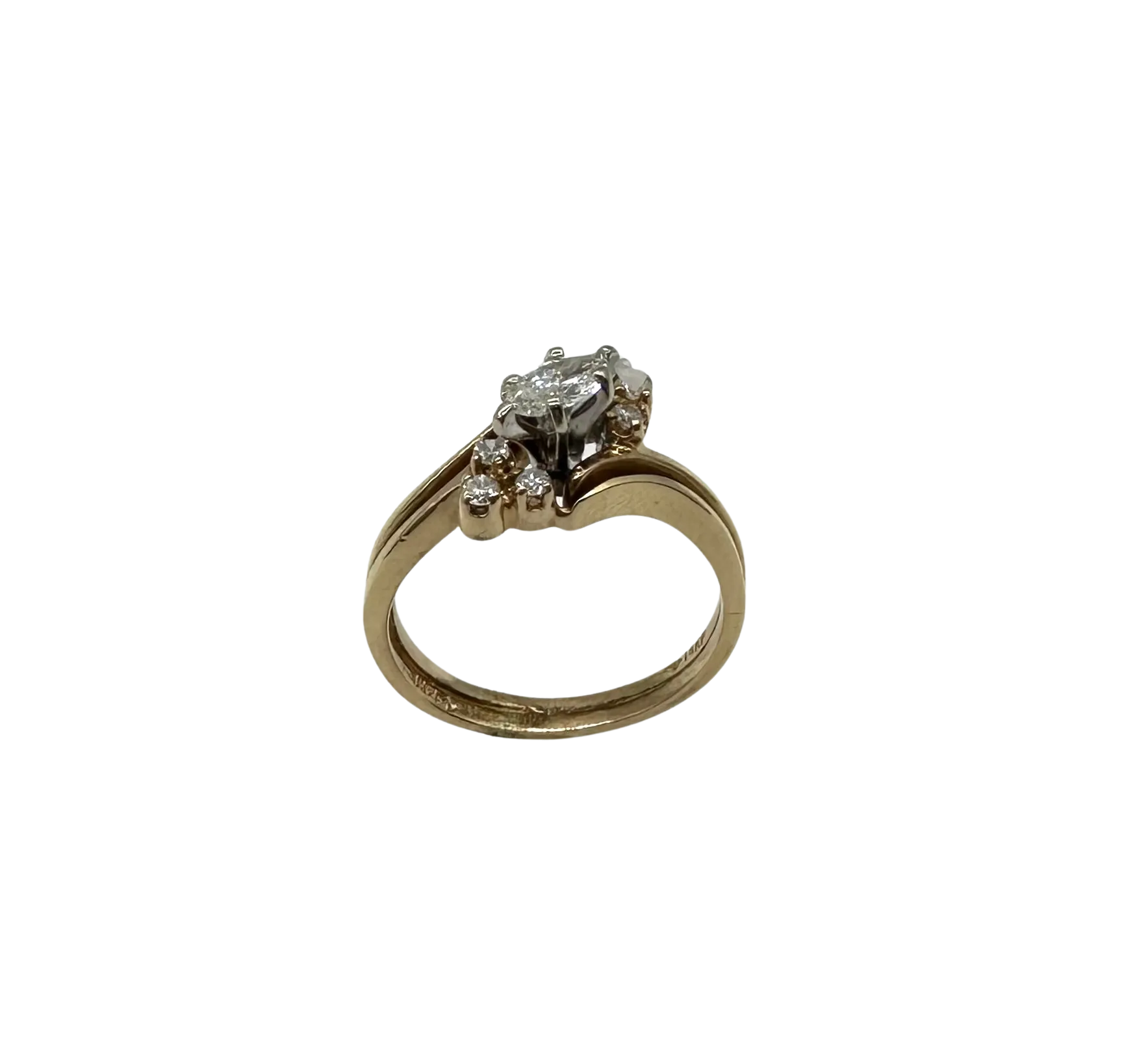 1/3 CTW Marquise &amp; Round Diamond Bypass Ring