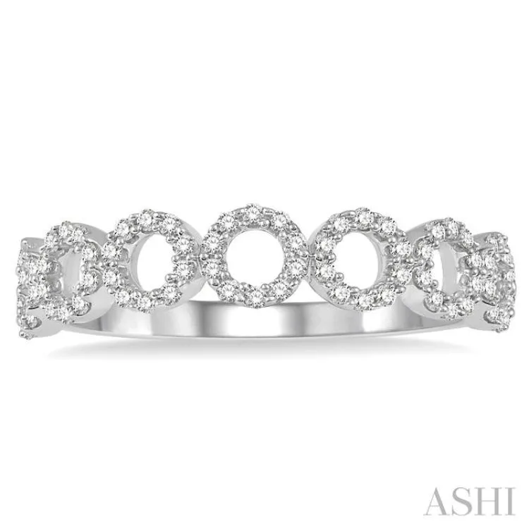 1/4 Ctw Circular Row Round Cut Diamond Stackable Band in 14K White Gold