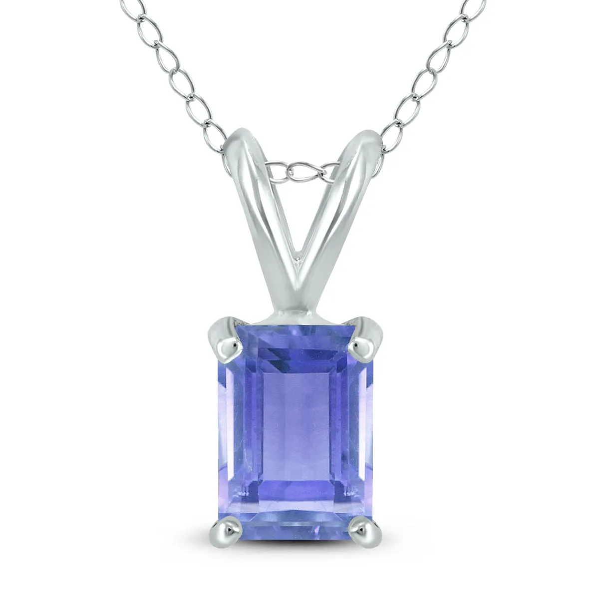 14K  5X3Mm Emerald Shaped Tanzanite Pendant