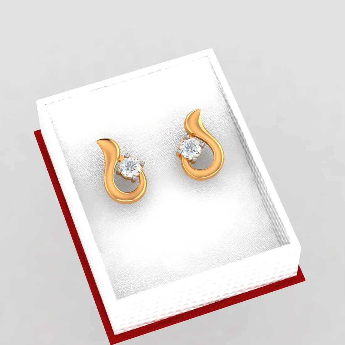 14k American Diamond Gold Earrings With Unique Design