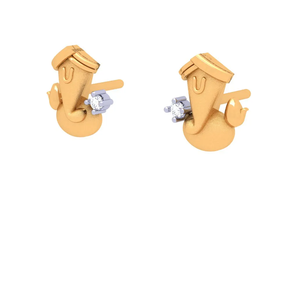 14k Auspicious Lord Ganesha Gold Earring From Amazea Collection