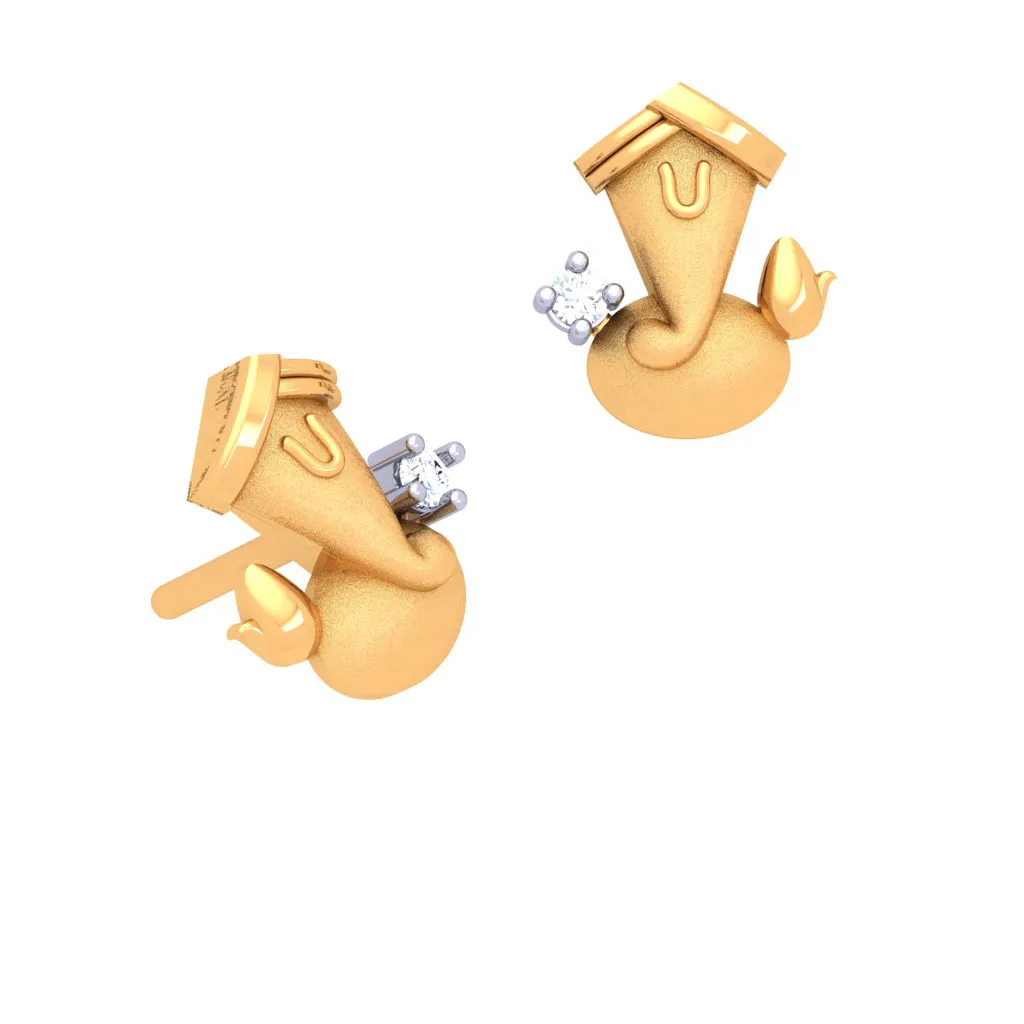 14k Auspicious Lord Ganesha Gold Earring From Amazea Collection