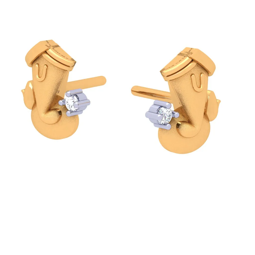 14k Auspicious Lord Ganesha Gold Earring From Amazea Collection