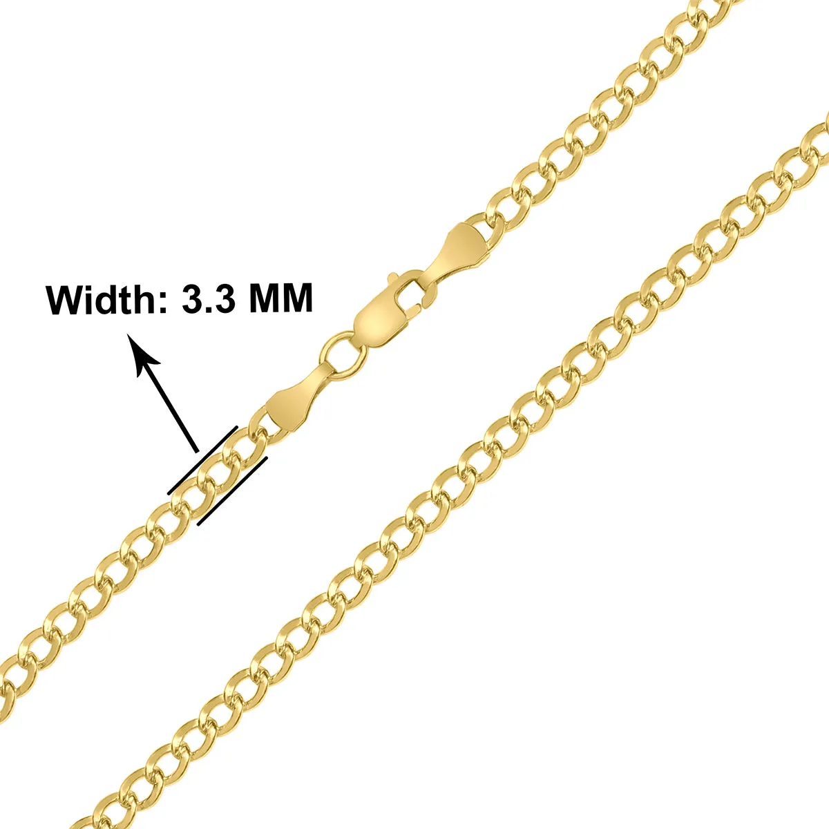 14K  Filled 3.3Mm Curb Link Bracelet With Lobster Clasp