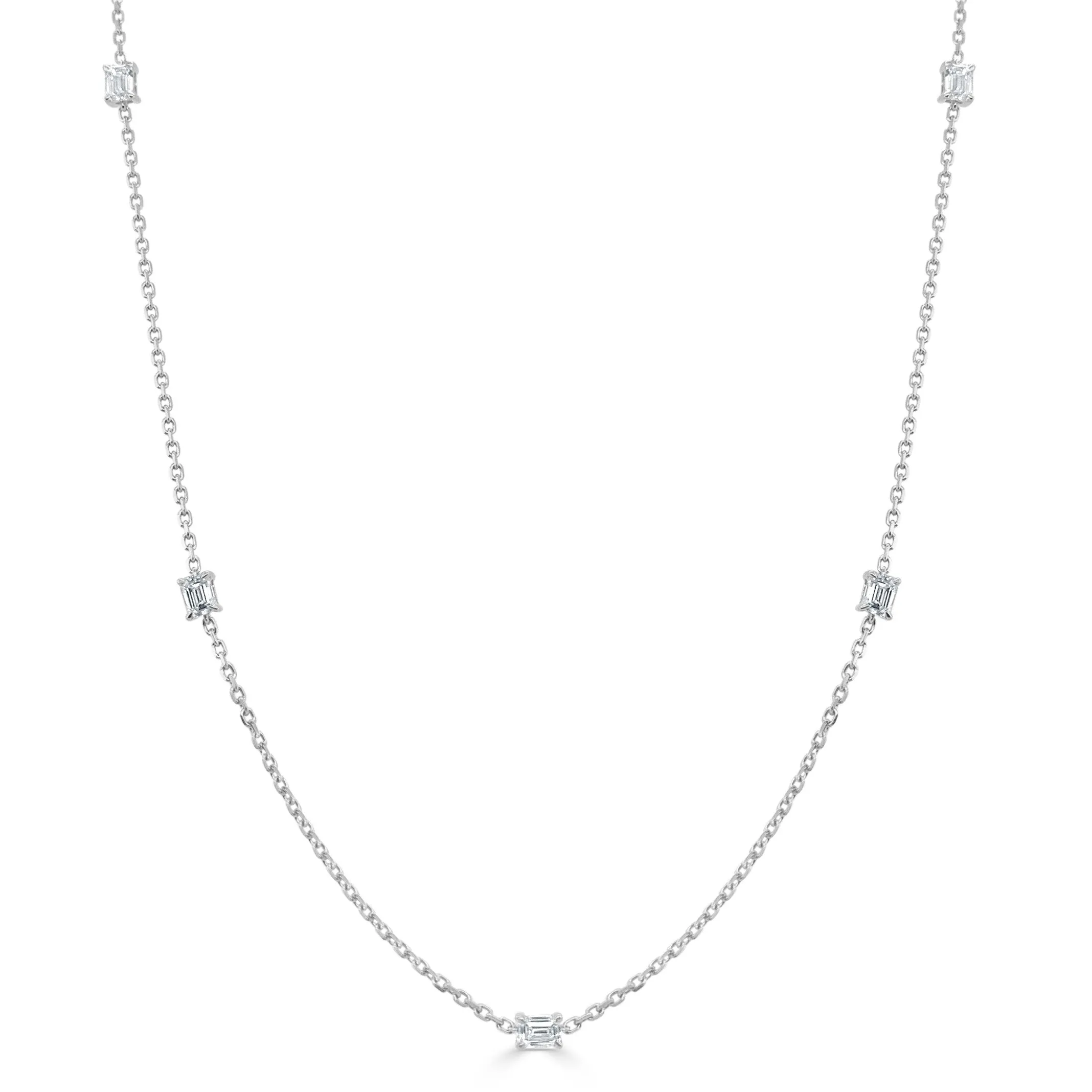 14k Gold & Emerald-Cut Station Necklace - 0.67ct