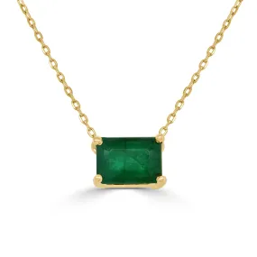 14k Gold & Green Emerald Necklace - 0.91ct