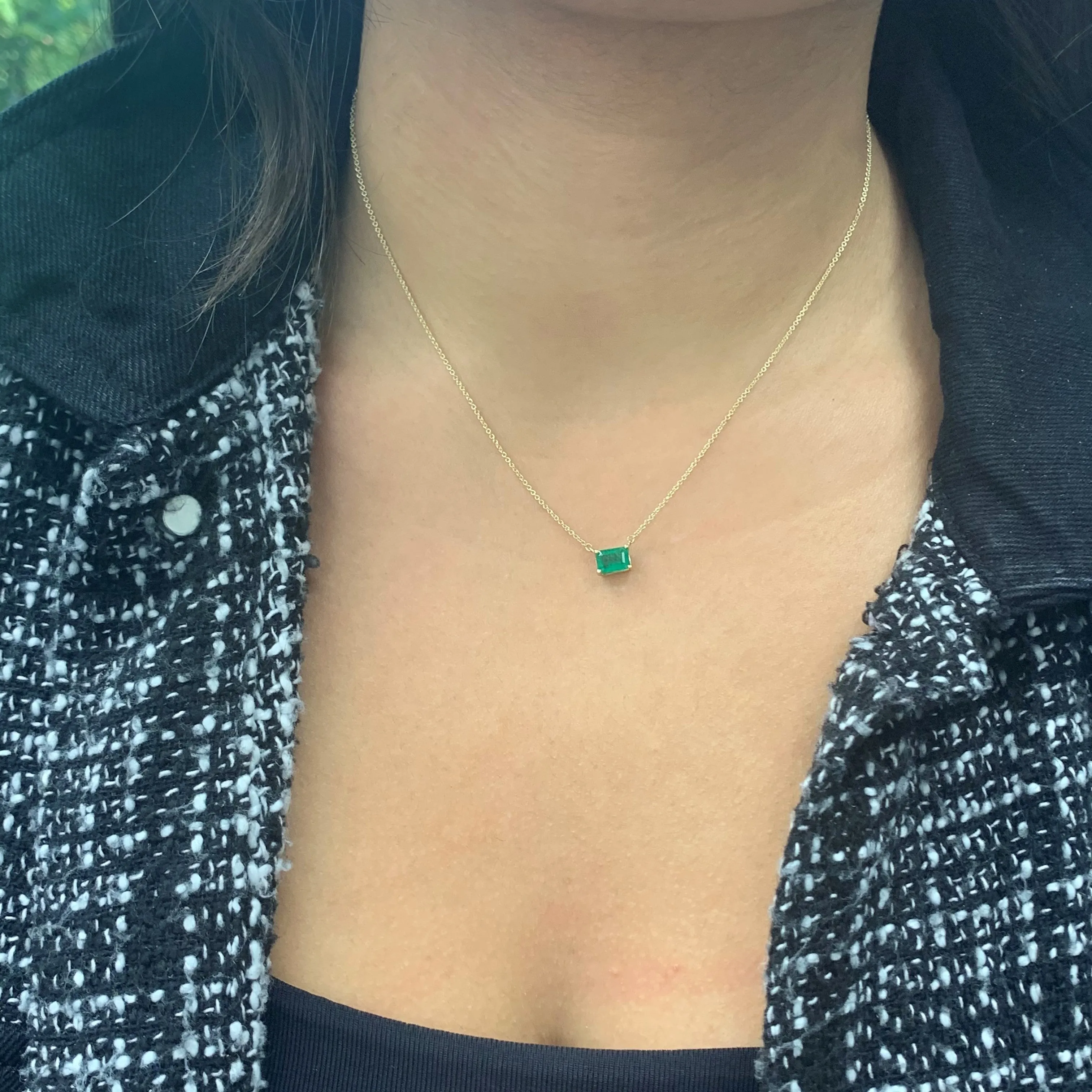 14k Gold & Green Emerald Necklace - 0.91ct