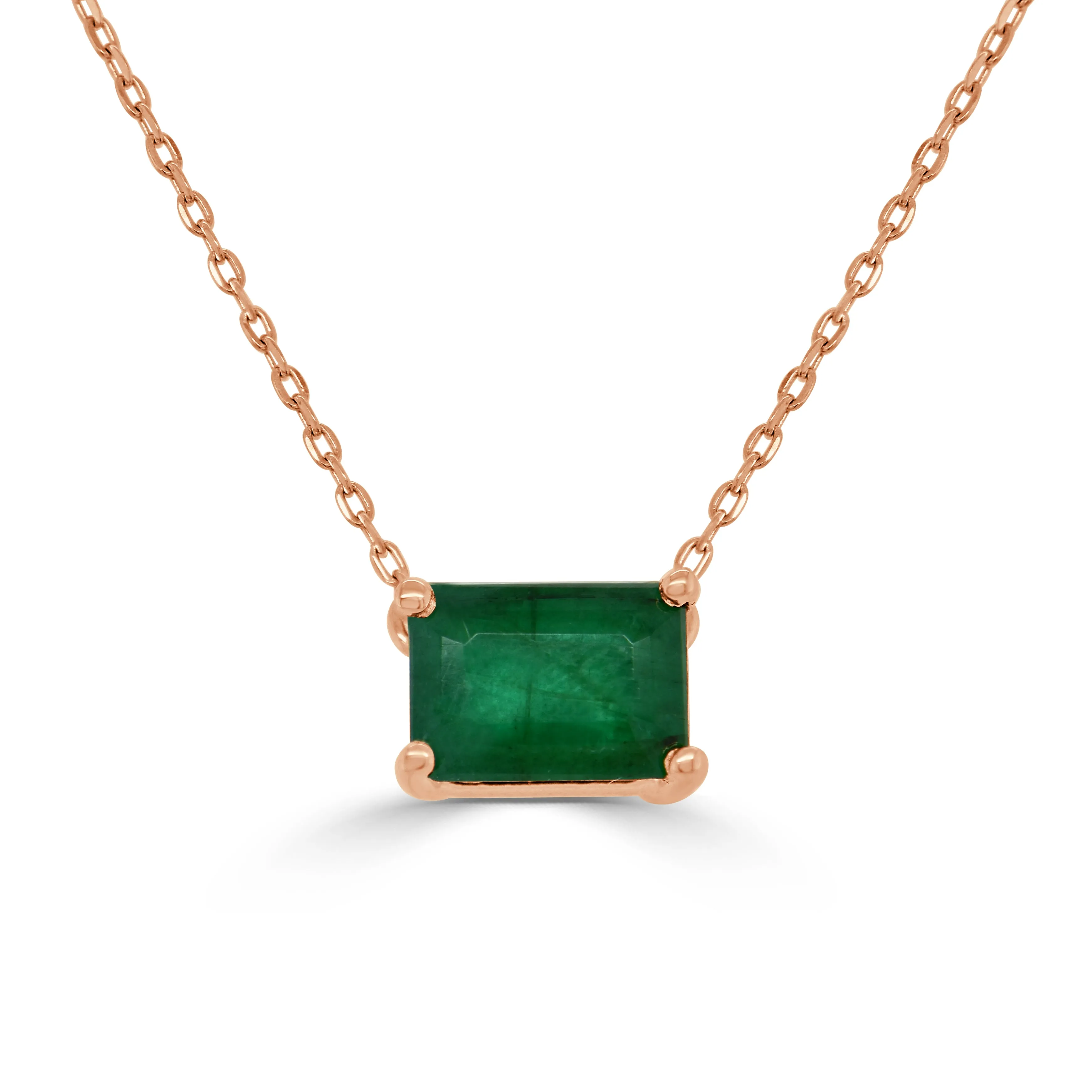 14k Gold & Green Emerald Necklace - 0.91ct