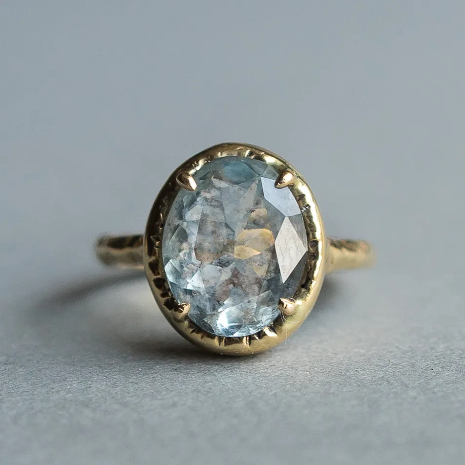 14k Gold Aquamarine Ring- Sz 6.25