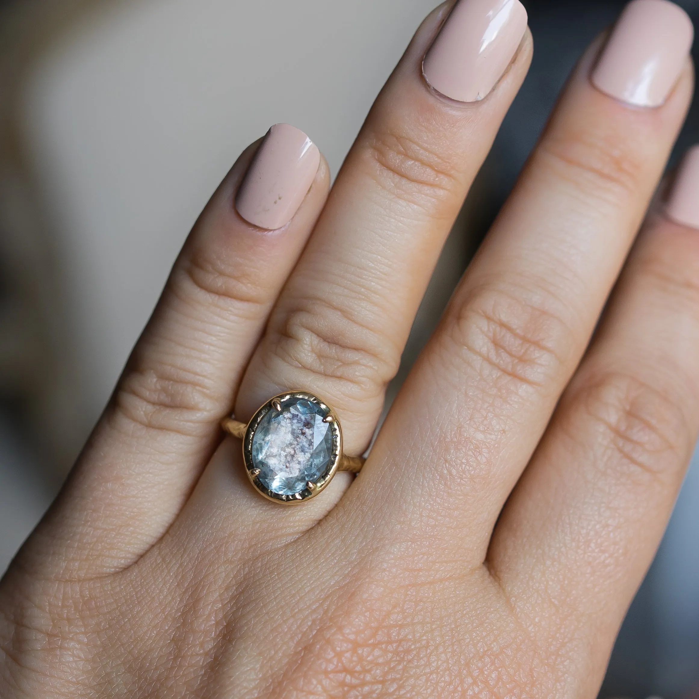 14k Gold Aquamarine Ring- Sz 6.25