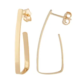 14k Gold Flat J Hoop Earring