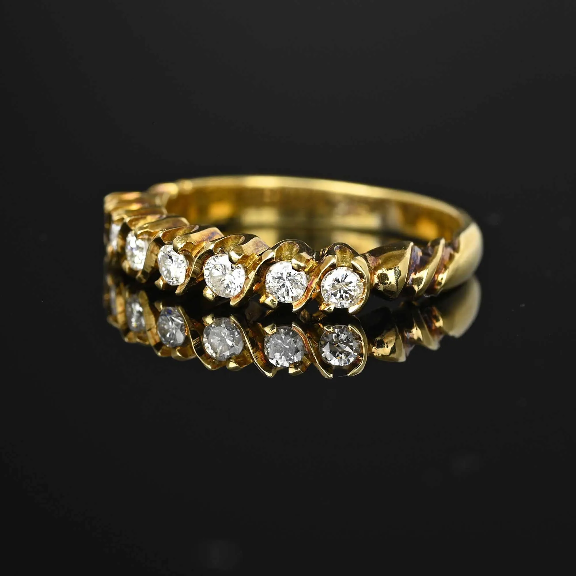 14K Gold Seven Stone Diamond Half Eternity Ring Band