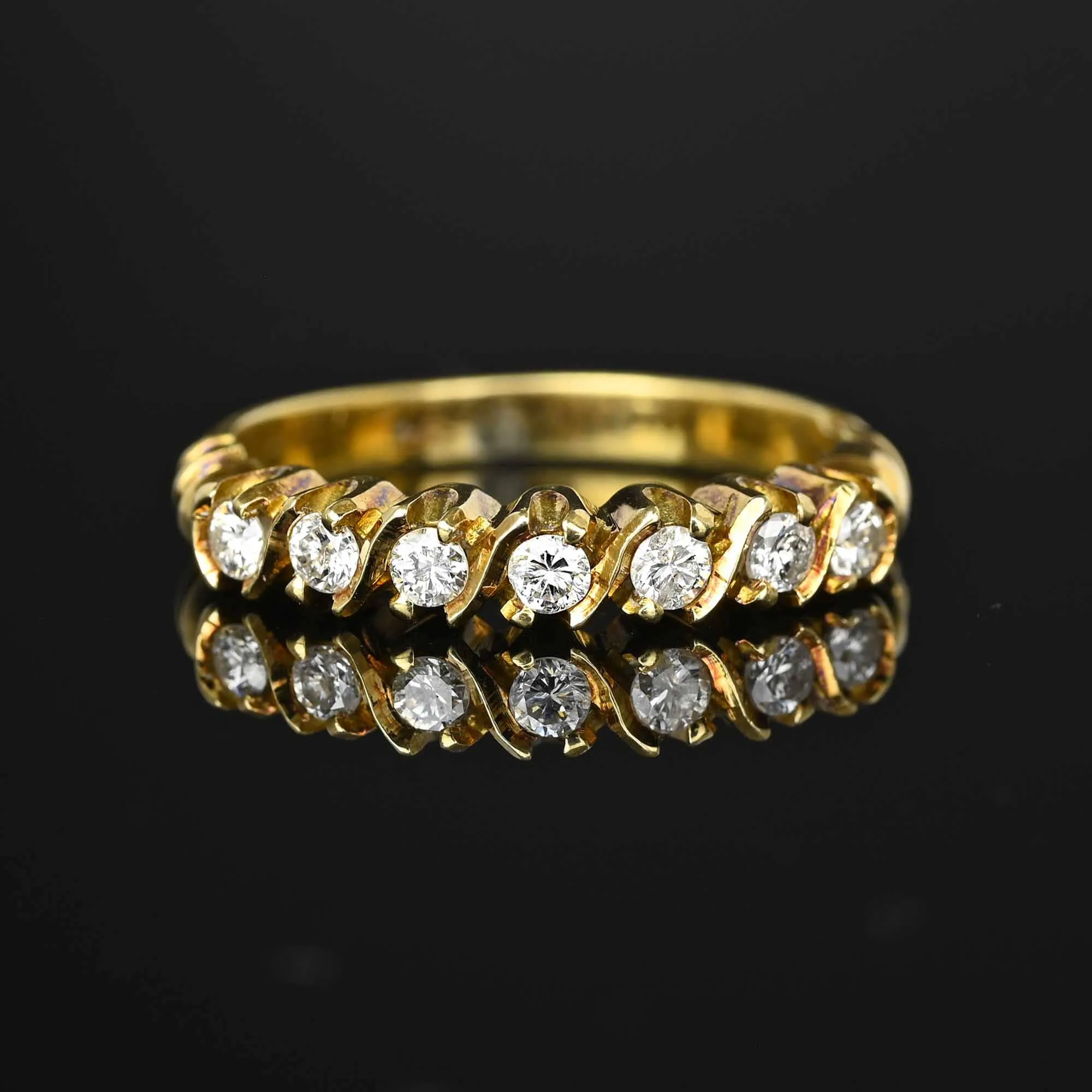 14K Gold Seven Stone Diamond Half Eternity Ring Band