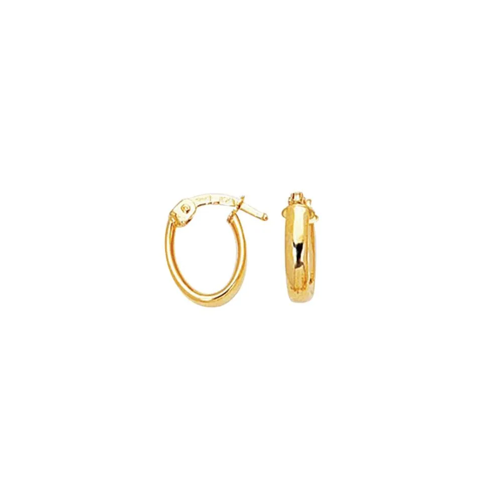 14K Gold Small Oval Hoop Earrings