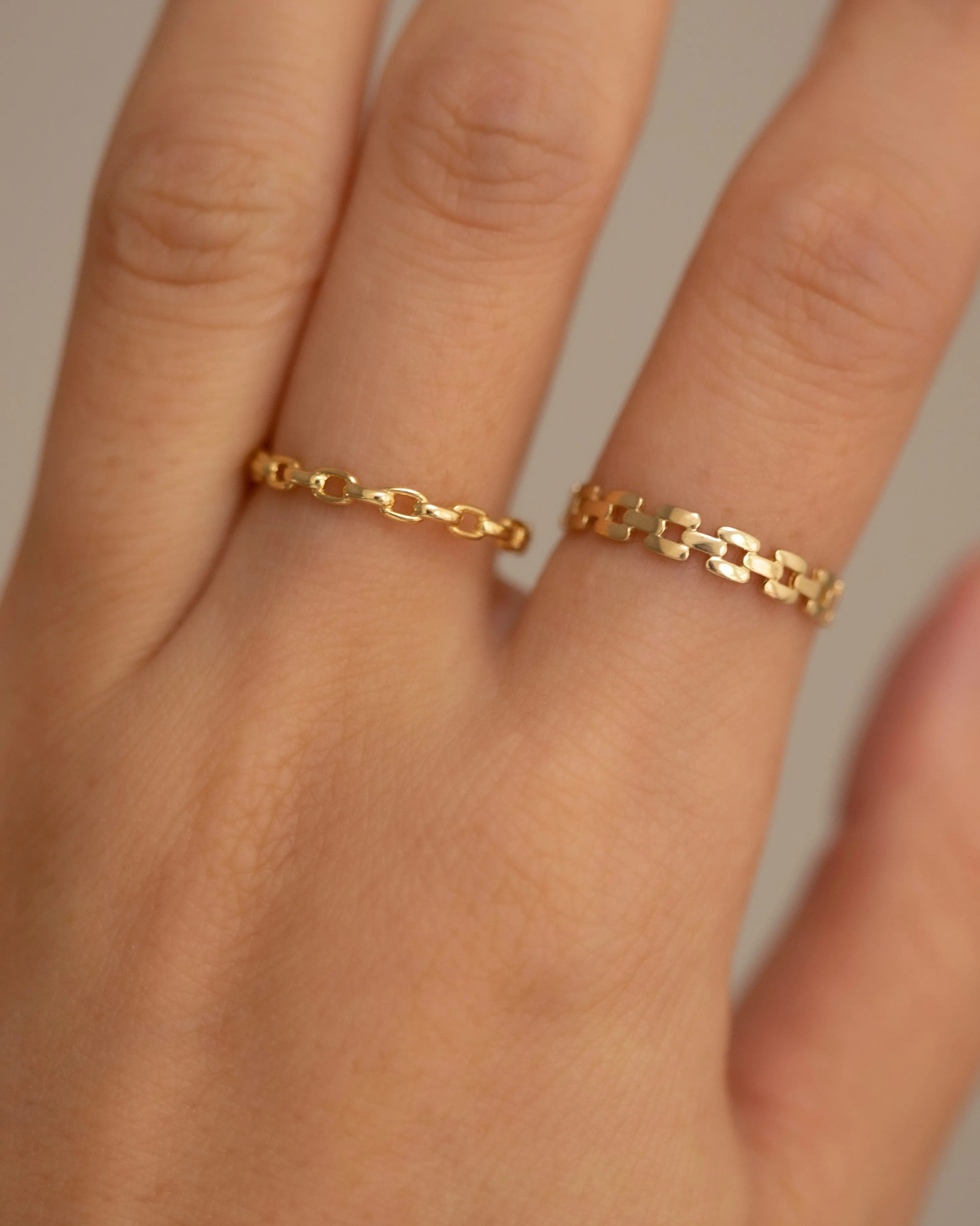 14k Gold Square Link Ring