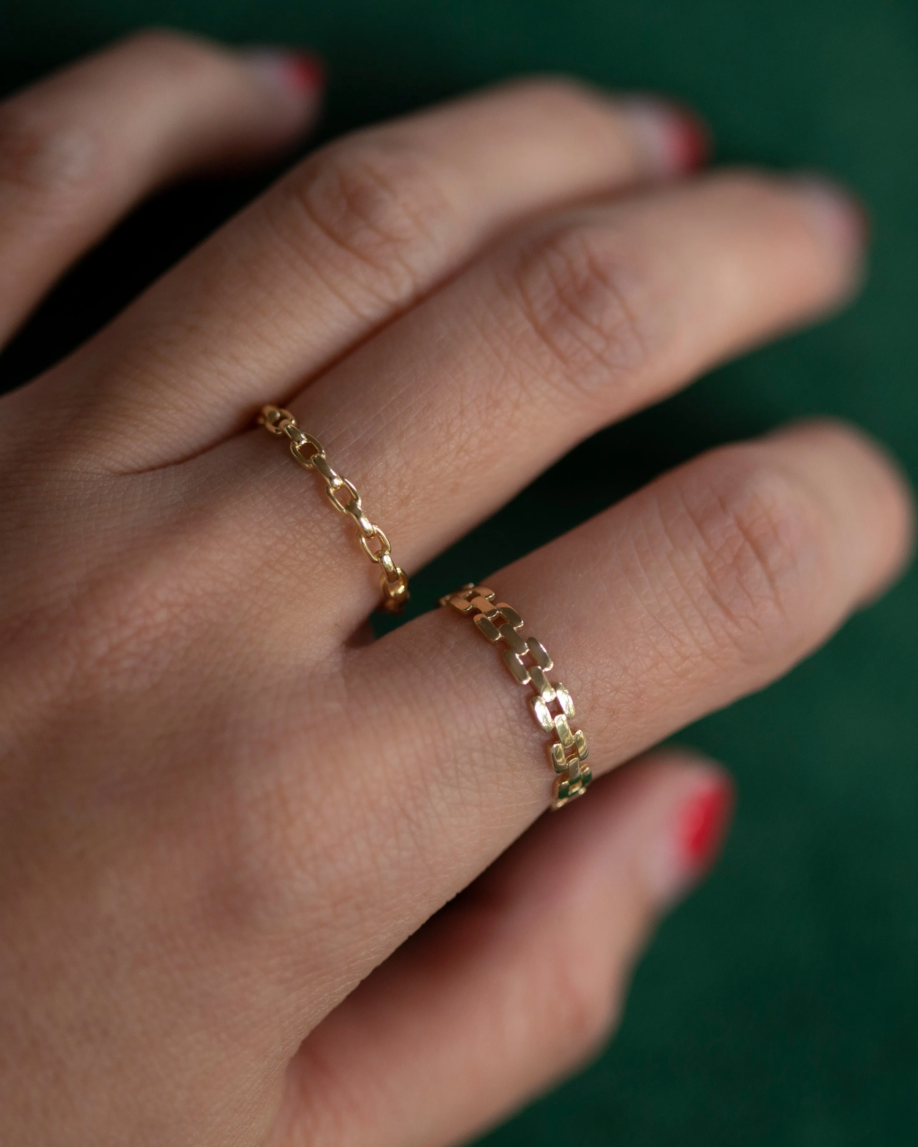 14k Gold Square Link Ring