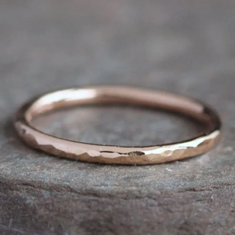 14k Hammered Rose Gold Band - LINA