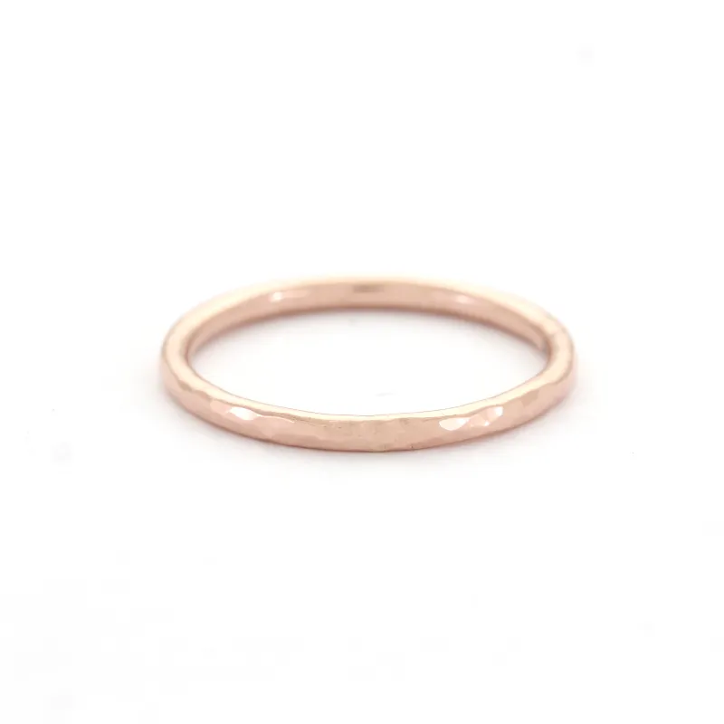 14k Hammered Rose Gold Band - LINA