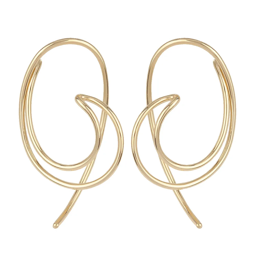 14k Open Sweep Threader Earrings