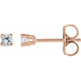 14K Rose 2.5 mm Natural White Sapphire Stud Earrings