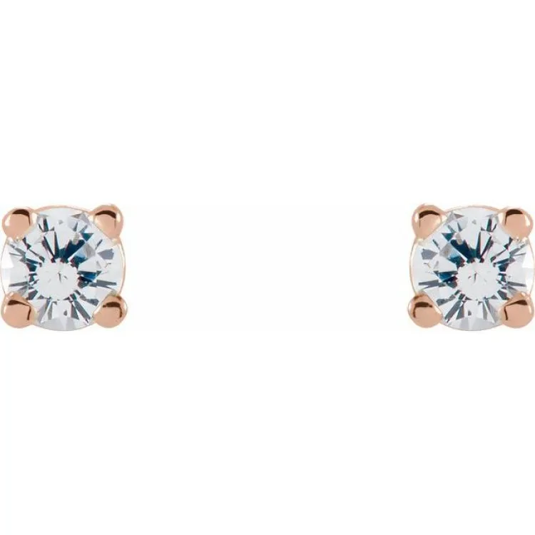 14K Rose 2.5 mm Natural White Sapphire Stud Earrings