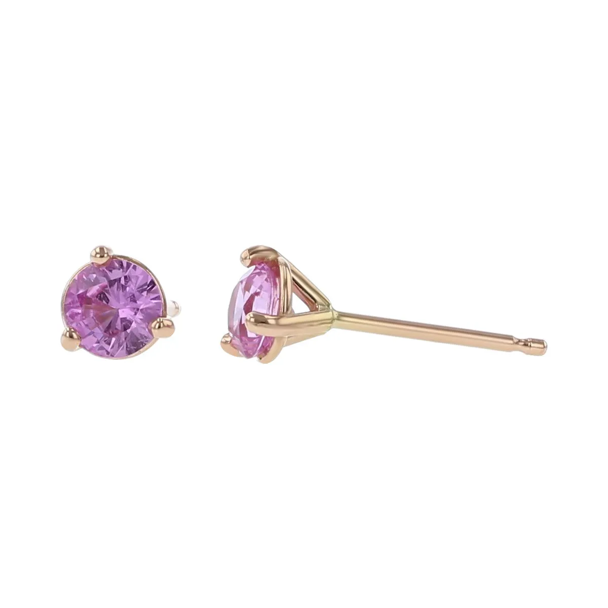 14K Rose Gold Pink Sapphire Stud Earrings