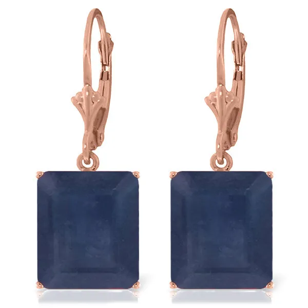 14K Solid Rose Gold Leverback Earrings Sapphire Certified