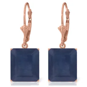 14K Solid Rose Gold Leverback Earrings Sapphire Certified