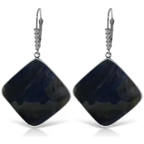 14K Solid White Gold Diamond Leverback Earrings Sapphire Certified