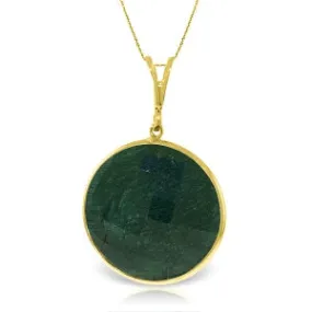 14K Solid Yellow Gold Necklace w/ Checkerboard Cut Round Emerald Color Corundum