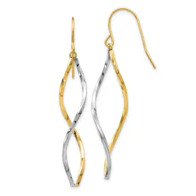 14k Two-tone Hollow Twist Dangle Earrings