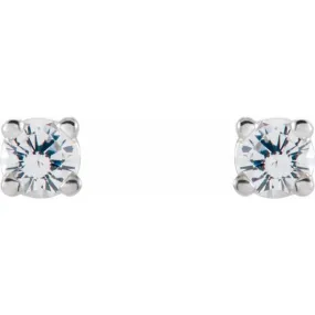 14K White 2.5 mm Natural White Sapphire Stud Earrings