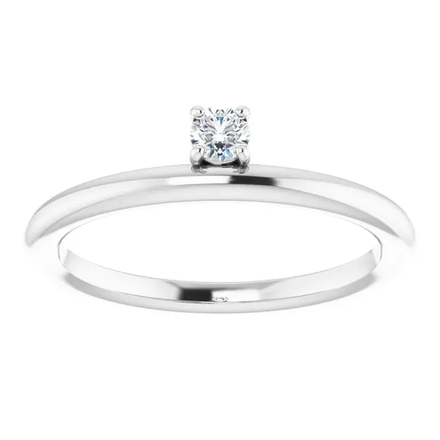 14K White Gold 1/10 CT Lab-Grown Diamond Stackable Ring