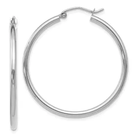 14k White Gold 2mm Large Hoop Earrings