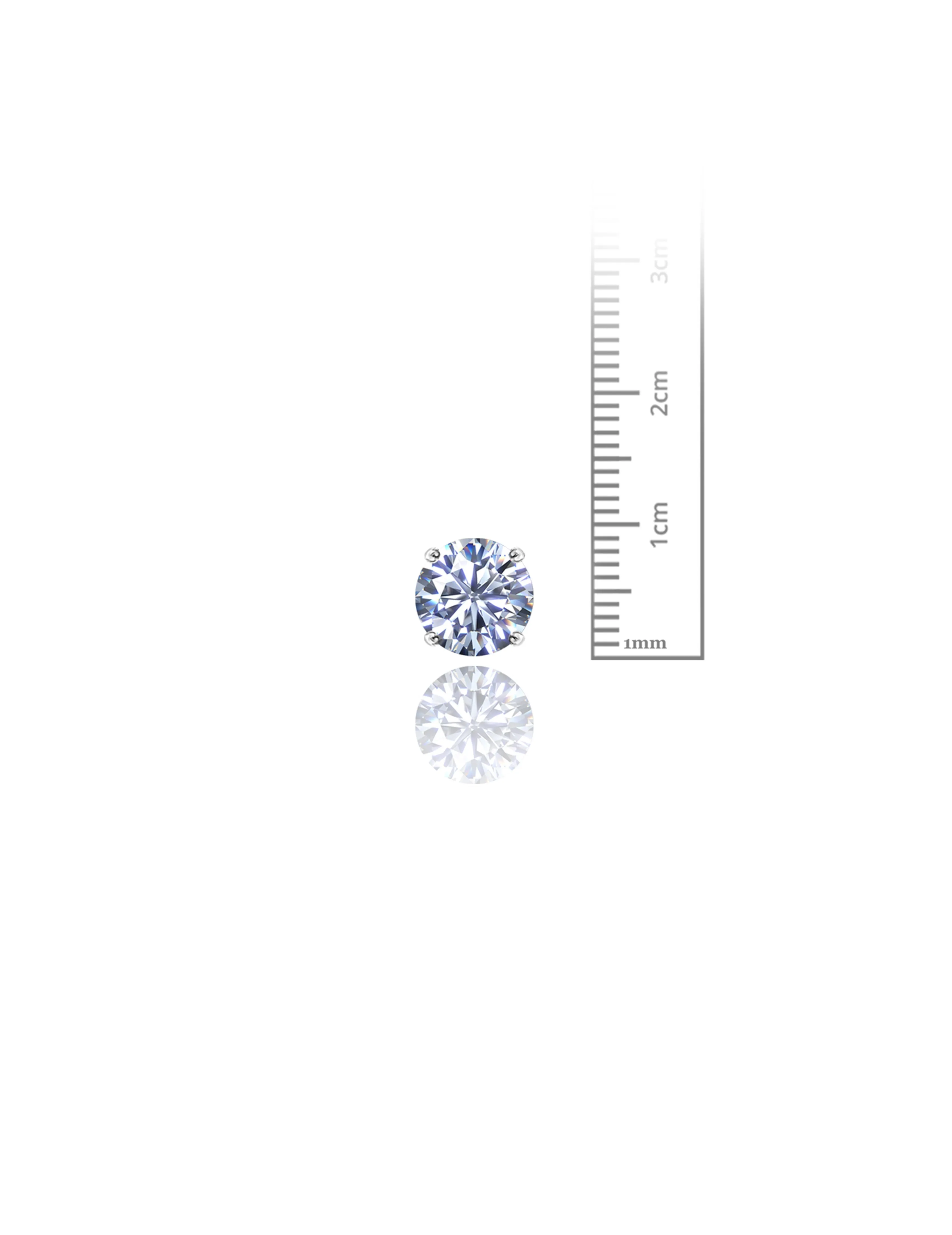 14K White Gold 9MM Round CZ Pushback Stud Earrings