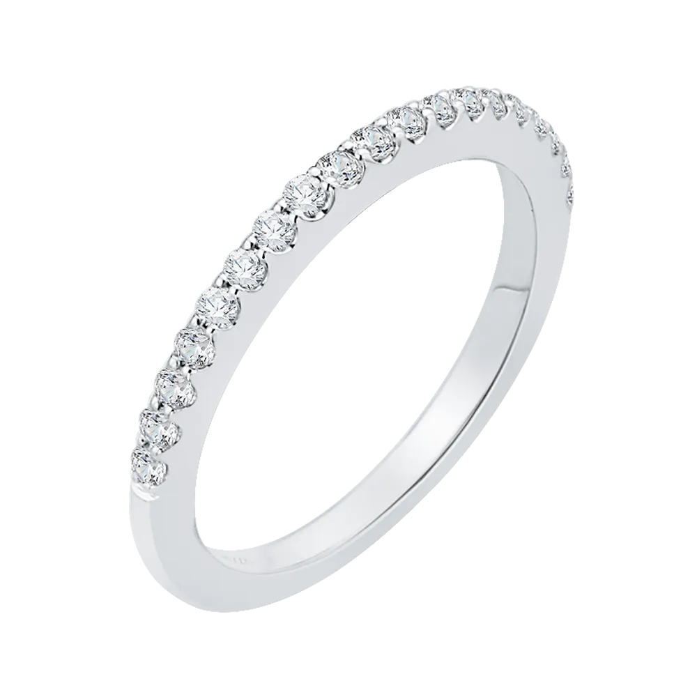 14K White Gold Round Diamond Half Eternity Wedding Band