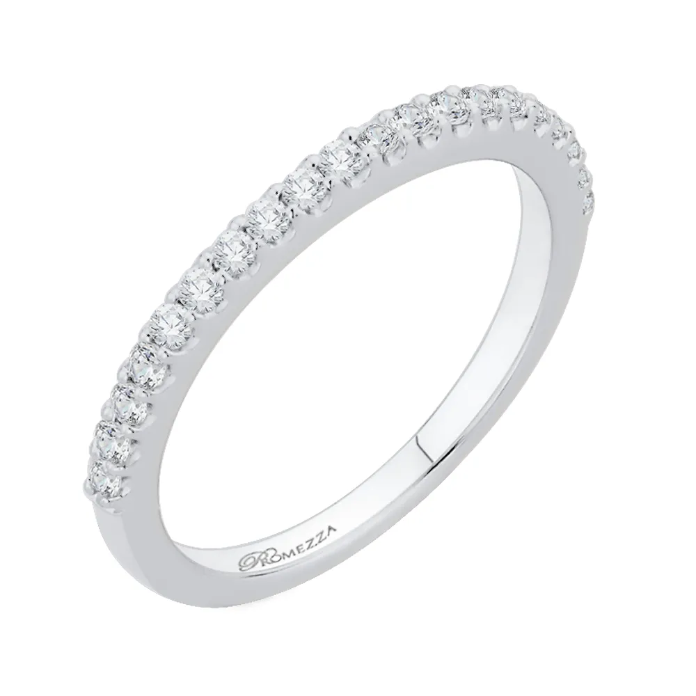 14K White Gold Round Diamond Half Eternity Wedding Band