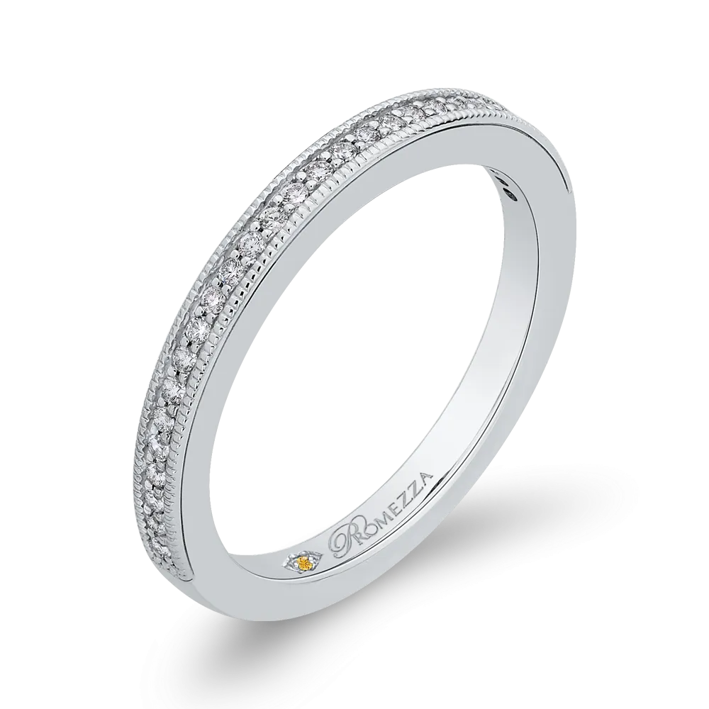 14K White Gold Round Diamond Half Eternity Wedding Band